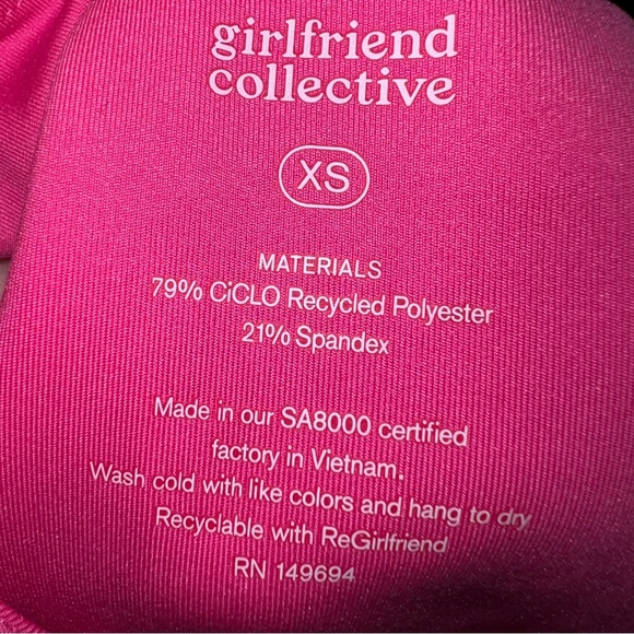 Girlfriend Collective Dylan Racerback Sports Bra-Crop Top-Pink-XS - Picture 4 of 4